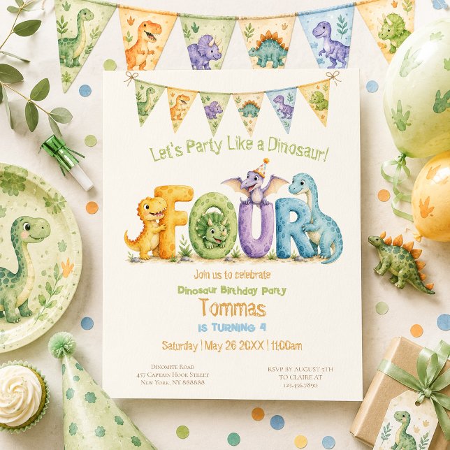 Invitation Joyeux Anniversaire Thème Dinosaure 4 (Créateur téléchargé)