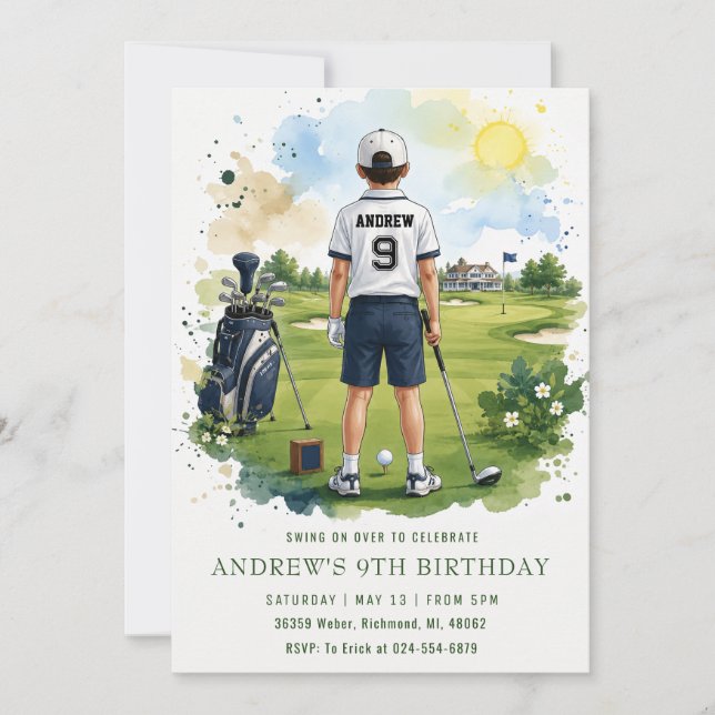 Invitation Joyeux Anniversaire Top Golf Personnel (Devant)
