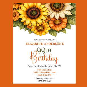 Invitation Joyeux Anniversaire Tournesol 99 ans