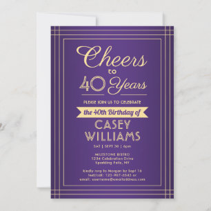 Invitation Joyeux Anniversaire Toute Année Violet et Or 4 Pho