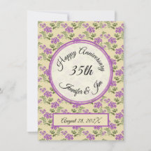 Joyeux Anniversaire violet violet sur jaune pâle