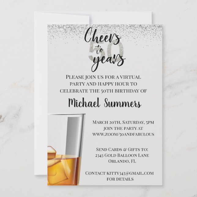 Invitation Joyeux anniversaire virtuel : 50 ans déjà (Devant)