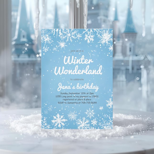 Invitation Joyeux Anniversaire Winter Wonderland Flocon de Ne (Créateur téléchargé)