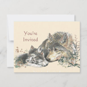 Invitation Joyeux Anniversaire Wolf & Animaux d'enfants