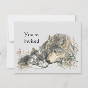 Invitation Joyeux Anniversaire Wolf & Cub Animals Invit