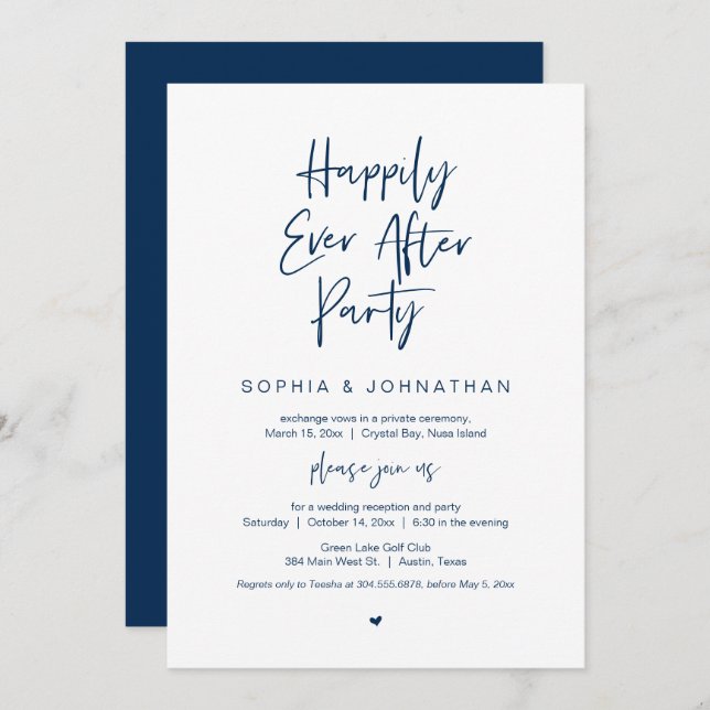 Invitation Joyeux Après, Bleu de la Marine, Parti de l'Elopem (Devant / Derrière)