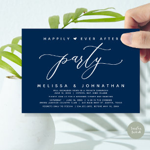 Invitation Joyeux Après La Fête, Dîner Mariage Bleu Marine