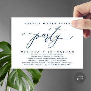 Invitation Joyeux Après La Fête, Dîner Mariage Bleu Marine