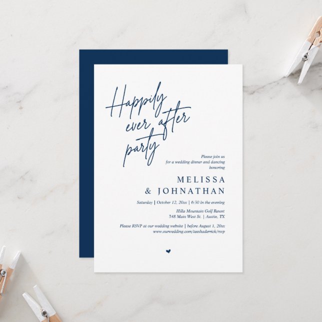 Invitation Joyeux Après La Fête, Dîner Mariage Moderne (Devant/Arrière en situation)