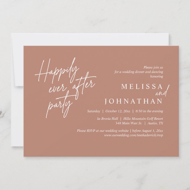 Invitation Joyeux Après La Fête, Dîner Mariage Moderne (Devant)
