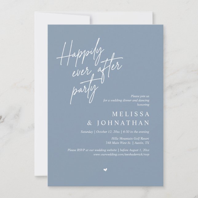 Invitation Joyeux Après La Fête, Dîner Mariage Moderne (Devant)