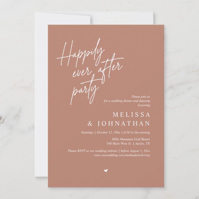 Invitation Joyeux Après La Fête, Dîner Mariage Moderne (Devant)