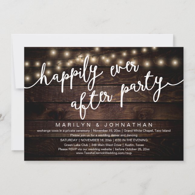 Invitation Joyeux Après La Fête, Dîner Rustique Mariage (Devant)