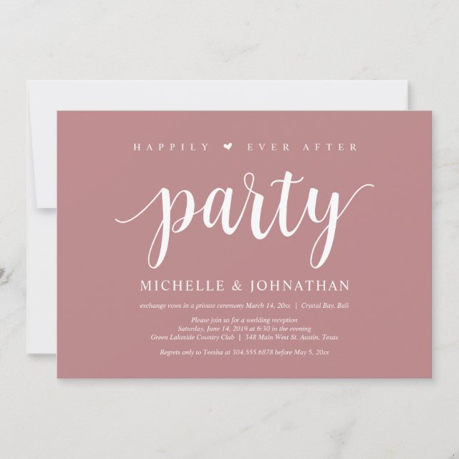 Invitation Joyeux après la fête, mariage elopement Dîner (Devant)