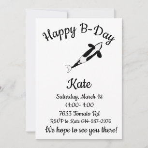 Invitation Joyeux B-day Orca Whale