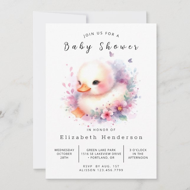Invitation Joyeux Baby shower de canard en ligne (Devant)