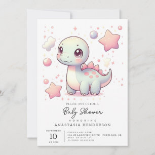 Invitation Joyeux Baby shower de dinosaures mignonnes