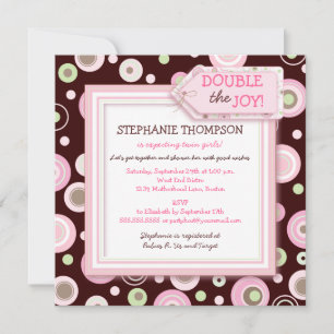Invitation Joyeux Baby shower de filles aux points roses