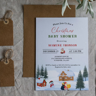 Invitation Joyeux baby shower de Noël baby shower d'hiver
