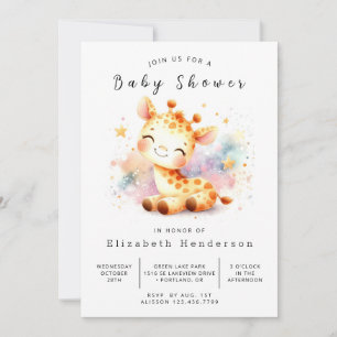 Invitation Joyeux Baby shower en ligne de la Giraffe