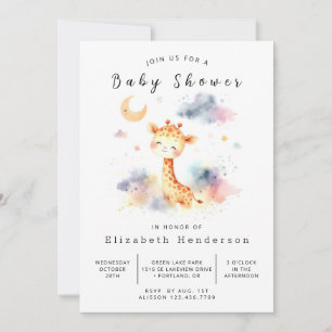 Invitation Joyeux Baby shower personnalisé de girafe