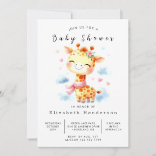 Invitation Joyeux Baby shower personnalisé de girafe