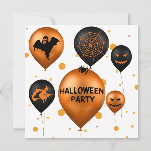Invitation Joyeux Ballons du parti Halloween (Devant)