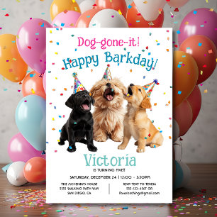 Invitation Joyeux Barkday Birthday Party Chien
