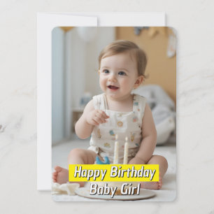 Invitation Joyeux bébé fille anniversaire - Téléchargeable Ca