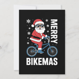 Invitation Joyeux Bikemas Santa à Vélo Flocons Noël