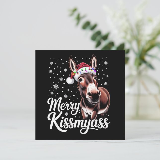 Invitation Joyeux Bisous À Mon Âne Sarcastique Noël Drôle Pyj (Debout devant)