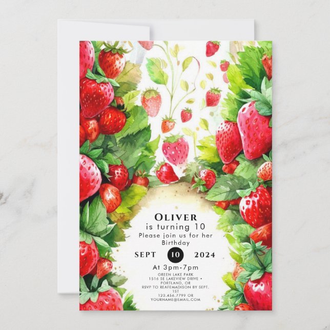 Invitation Joyeux Boho coloré fraise Anniversaire (Devant)