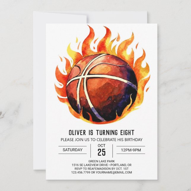 Invitation Joyeux Boho Net Basketball Anniversaire (Devant)