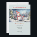 Invitation Joyeux bonhomme de neige<br><div class="desc">Une invitation enneigée à thème hivernal avec un bonhomme de neige souriant vêtu de casquette et d'écharpe. Convient à la plupart de vos célébrations d'hiver. (Photo Pix). La carte est facile à customiser avec votre libellé, police et couleur de police. Pas exactement ce que vous cherchez ? Tous nos produits...</div>