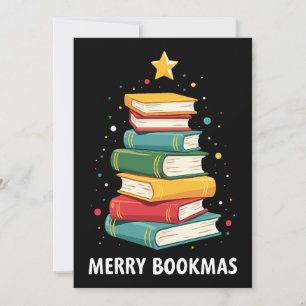 Invitation Joyeux Bookmas - Pile de livres festive pour les a
