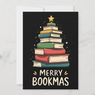 Invitation Joyeux Bookmas - Pile de livres festive pour les a