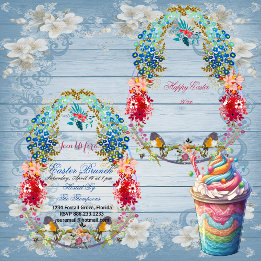 Invitation Joyeux Brunch de Pâques Oiseaux décoratifs Oiseaux