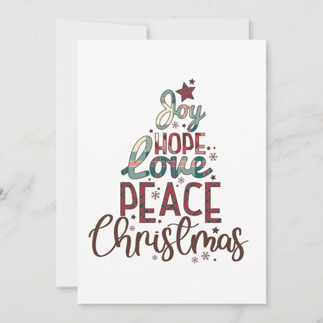 Invitation Joyeux cadeau de Noël Amour Paix Noël (Devant)