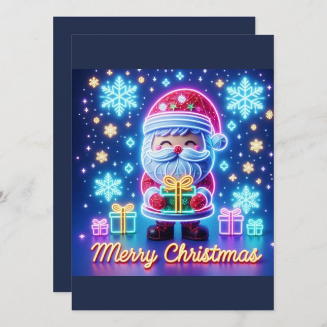 Invitation Joyeux cadeau de Noël Père Noël (Devant / Derrière)