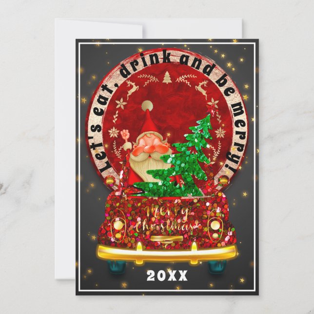 Invitation Joyeux Camion Rouge Brunch de Noël Dîner Père Noël (Dos)