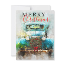 Joyeux Camion Vintage d'aquarelle de Noël
