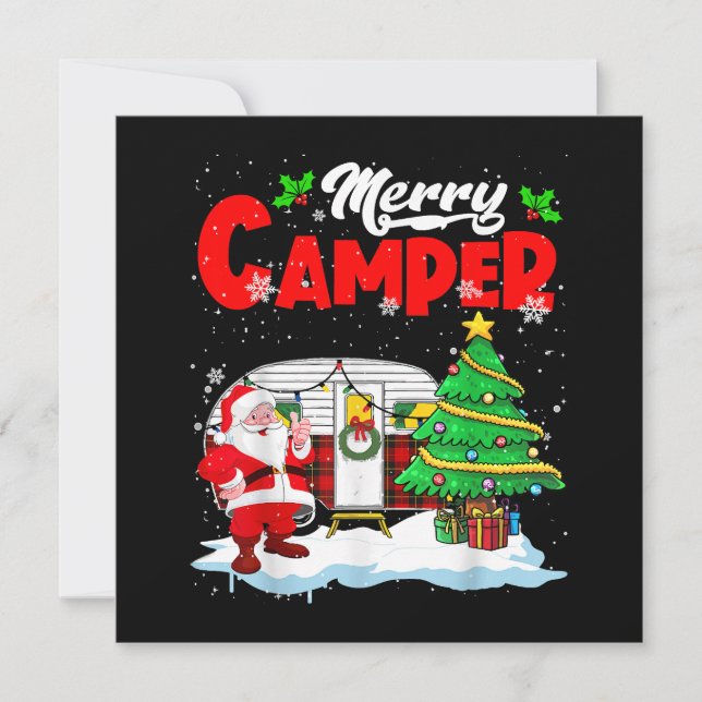 Invitation Joyeux Camper Noël Père Noël Camper Camper Camping (Devant)