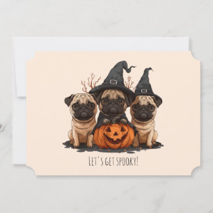 Invitation Joyeux Carlins d'Halloween Jack O Lanterns