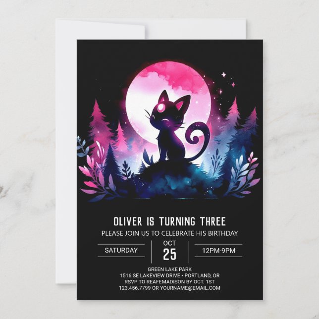 Invitation Joyeux chat personnalisé Anniversaire (Devant)