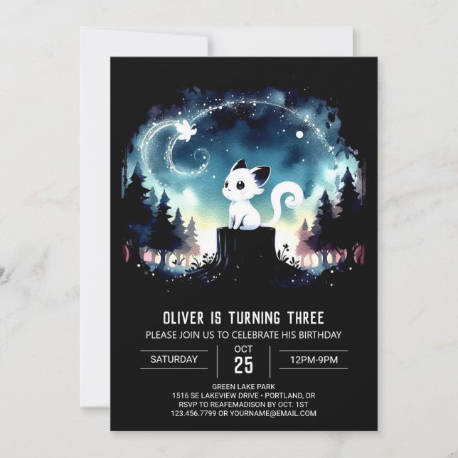 Invitation Joyeux Chat Whimsical Anniversaire (Devant)