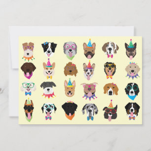 Invitation Joyeux Chien d'Anniversaire Face À Des Animaux Vai