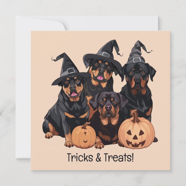Invitation Joyeux chien Rottweiler Halloween Jack-o'-lantern (Devant)