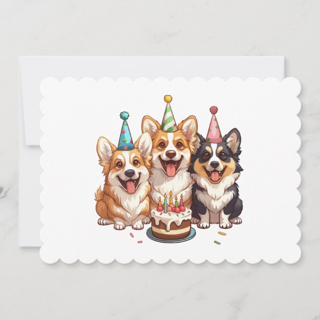 Invitation Joyeux Chiens de Corgi d'anniversaire (Devant)