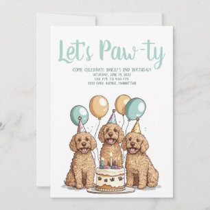 Invitation Joyeux Chiens Goldendoodle Anniversaire