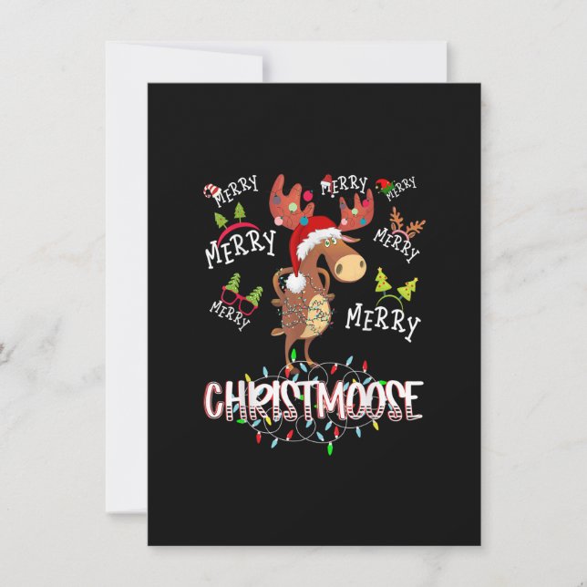 Invitation Joyeux Christmoose Xmas Famille de Moose tenue de  (Devant)